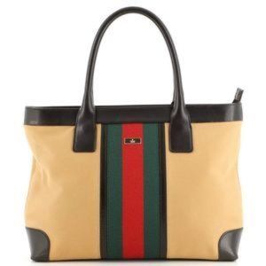 Gucci Vintage Web Tote GG Canvas with Leather Medium Neutral